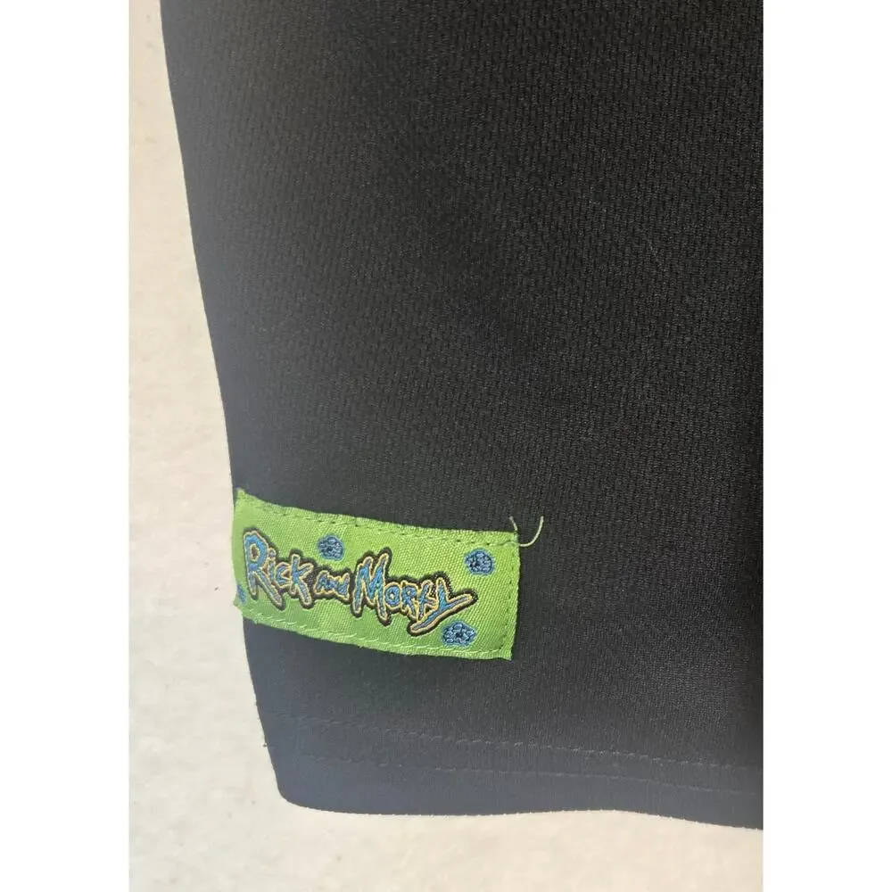 Rick and Morty Graphic Button Up Shirt Jersey Black Green Dimension C-137